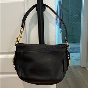 Fabulous Coach Black Leather Shoulder Bag with Gold Hardware
